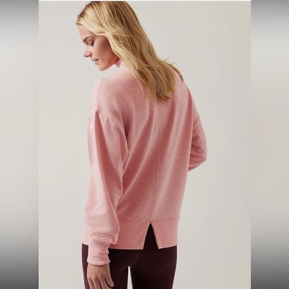 ATHLETA Apollo Crewneck Sweatshirt Conch Heathered Pink Women’s Size XS - Picture 3 of 11